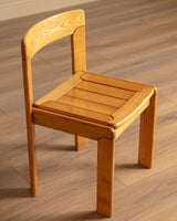 Set of 4 Sculptural Slat Seat Dining Chairs, Italy, 1960's - Lone Fox