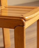 Set of 4 Sculptural Slat Seat Dining Chairs, Italy, 1960's - Lone Fox