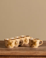 Set of 5 Flower Painted Stoneware Mugs, France, 1970s - Lone Fox