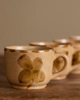 Set of 5 Flower Painted Stoneware Mugs, France, 1970s - Lone Fox
