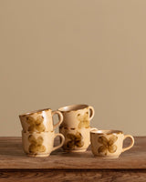 Set of 5 Flower Painted Stoneware Mugs, France, 1970s - Lone Fox