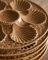 Set of 5 Ochre Ceramic Oyster Plates, France, Mid 20th Century - Lone Fox