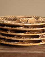 Set of 5 Ochre Ceramic Oyster Plates, France, Mid 20th Century - Lone Fox