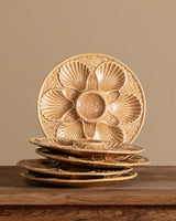 Set of 5 Ochre Ceramic Oyster Plates, France, Mid 20th Century - Lone Fox
