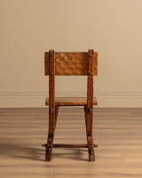Set of 6 Brutalist Gouge Carved Dining Chairs with Plank Seats, France, 1960s - Lone Fox
