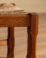 Set of 6 Brutalist Oak & Rush Dining Chairs, Belgium, 1960s - Lone Fox