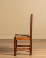 Set of 6 Brutalist Oak & Rush Dining Chairs, Belgium, 1960s - Lone Fox