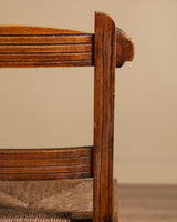 Set of 6 Brutalist Wood & Rush Gouge Carved Dining Chairs, 1960s - Lone Fox