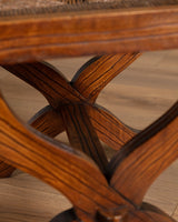 Set of 6 Brutalist Wood & Rush Gouge Carved Dining Chairs, 1960s - Lone Fox