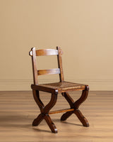 Set of 6 Brutalist Wood & Rush Gouge Carved Dining Chairs, 1960s - Lone Fox