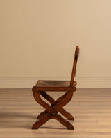 Set of 6 Brutalist Wood & Rush Gouge Carved Dining Chairs, 1960s - Lone Fox