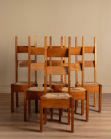 Set of 6 Chunky Pine & Rush Ladder Back Dining Chairs, France, 1960's - Lone Fox