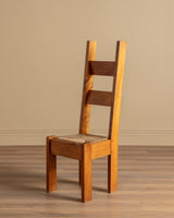 Set of 6 Chunky Pine & Rush Ladder Back Dining Chairs, France, 1960's - Lone Fox