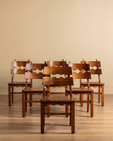 Set of 6 "Razor Blade" Oak Chairs, Attributed to Henning Kjaernulf, 1960's - Lone Fox