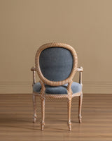 Set of 8 Faux Rope Carved Dining Chairs in Blue Mohair, France, 20th Century - Lone Fox