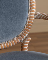 Set of 8 Faux Rope Carved Dining Chairs in Blue Mohair, France, 20th Century - Lone Fox