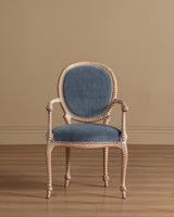 Set of 8 Faux Rope Carved Dining Chairs in Blue Mohair, France, 20th Century - Lone Fox