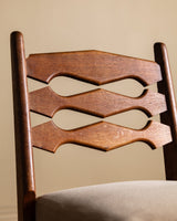 Set of 8 Oak & Honey Mohair Dining Chairs by Guillerme et Chambron, France, 1950's - Lone Fox