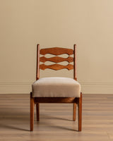 Set of 8 Oak & Honey Mohair Dining Chairs by Guillerme et Chambron, France, 1950's - Lone Fox