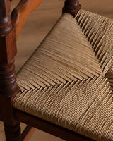 Set of 8 Spanish Pine and Rush Dining Chairs, Spain, Early 20th Century - Lone Fox