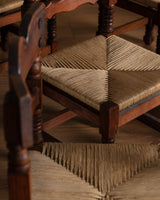 Set of 8 Spanish Pine and Rush Dining Chairs, Spain, Early 20th Century - Lone Fox