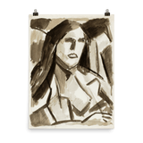 "Sketch of woman head" Art Print - Lone Fox