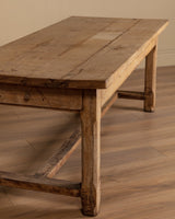 Solid Oak Farm Table with Chamfered Legs & Drawer, France, 19th Century - Lone Fox