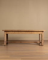 Solid Oak Farm Table with Chamfered Legs & Drawer, France, 19th Century - Lone Fox
