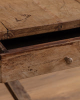 Solid Oak Farm Table with Chamfered Legs & Drawer, France, 19th Century - Lone Fox