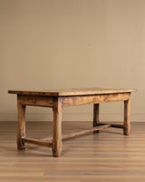 Solid Oak Farm Table with Chamfered Legs & Drawer, France, 19th Century - Lone Fox