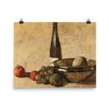 "Still life with wine bottle and fruit" Art Print - Lone Fox