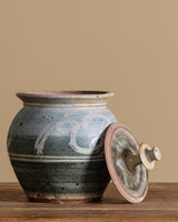 Studio Pottery Abtract Blue Lidded Jar, 1970s - Lone Fox