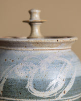 Studio Pottery Abtract Blue Lidded Jar, 1970s - Lone Fox