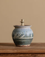 Studio Pottery Abtract Blue Lidded Jar, 1970s - Lone Fox