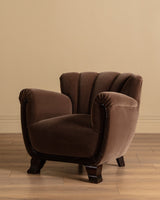Swedish Art Deco Mohair & Wood Club Chair, Sweden, 1930s (2 Available) - Lone Fox