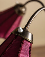 Swedish Brass Floor Lamp w/ Pink Silk Shades, 1950's - Lone Fox