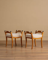 Swedish Grace Burlwood Footstools in Mohair, Sweden, 1920's (2 Available) - Lone Fox