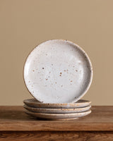 Swt of 4 Speckled Stoneware Dessert Plates, France, 1970s - Lone Fox