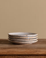 Swt of 4 Speckled Stoneware Dessert Plates, France, 1970s - Lone Fox