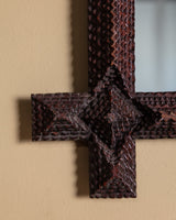 Tramp Art Cross Corner Mirror with Pyramid Carving, American, 19th Century - Lone Fox