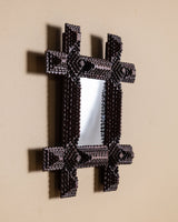 Tramp Art Cross Corner Mirror with Pyramid Carving, American, 19th Century - Lone Fox