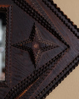 Tramp Art Diamond Mirror with Star Medallions, American, 19th Century - Lone Fox