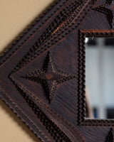 Tramp Art Diamond Mirror with Star Medallions, American, 19th Century - Lone Fox
