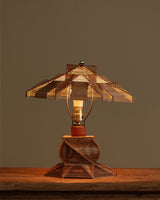 Tramp Art Popsicle Stick Table Lamp, 1970's - Lone Fox