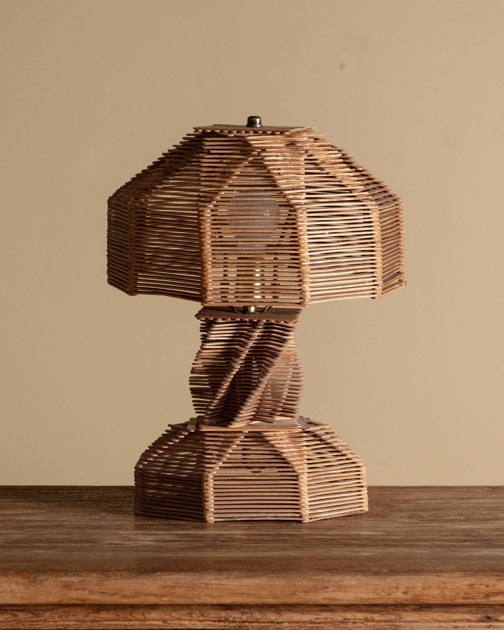 Tramp Art Popsicle Stick Table Lamp, American, 1980s – Lone Fox