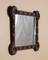 Tramp Art Spiral Rosette Corner Mirror, Central Europe, 19th Century - Lone Fox