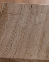 Travertine Pedestal w/ Recessed Base, 1970's (2 Available) - Lone Fox