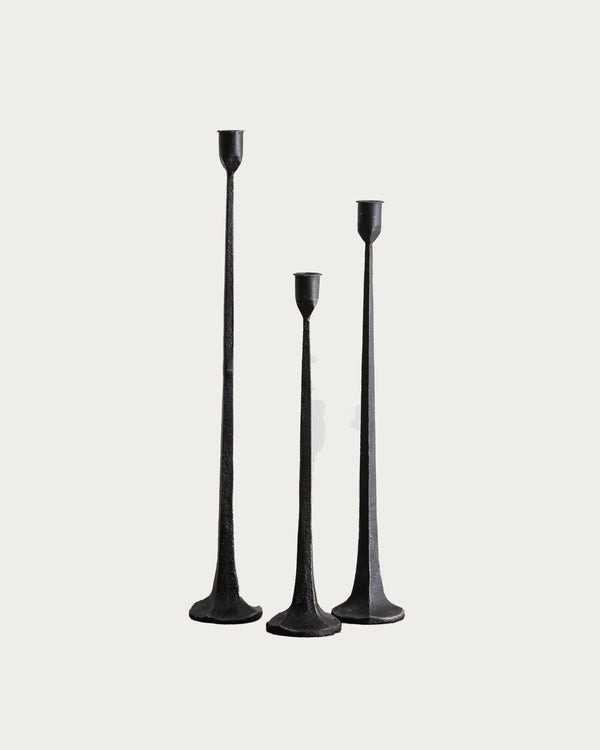 Tall Cast Iron Taper Candle Holders (Set of 3)