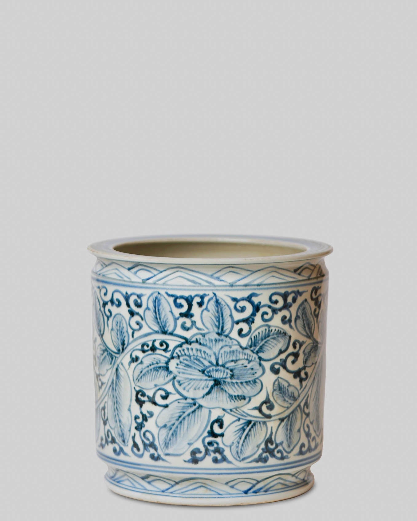 Blue and White Chinoiserie Ceramic Coasters with Holder, Decorative Object