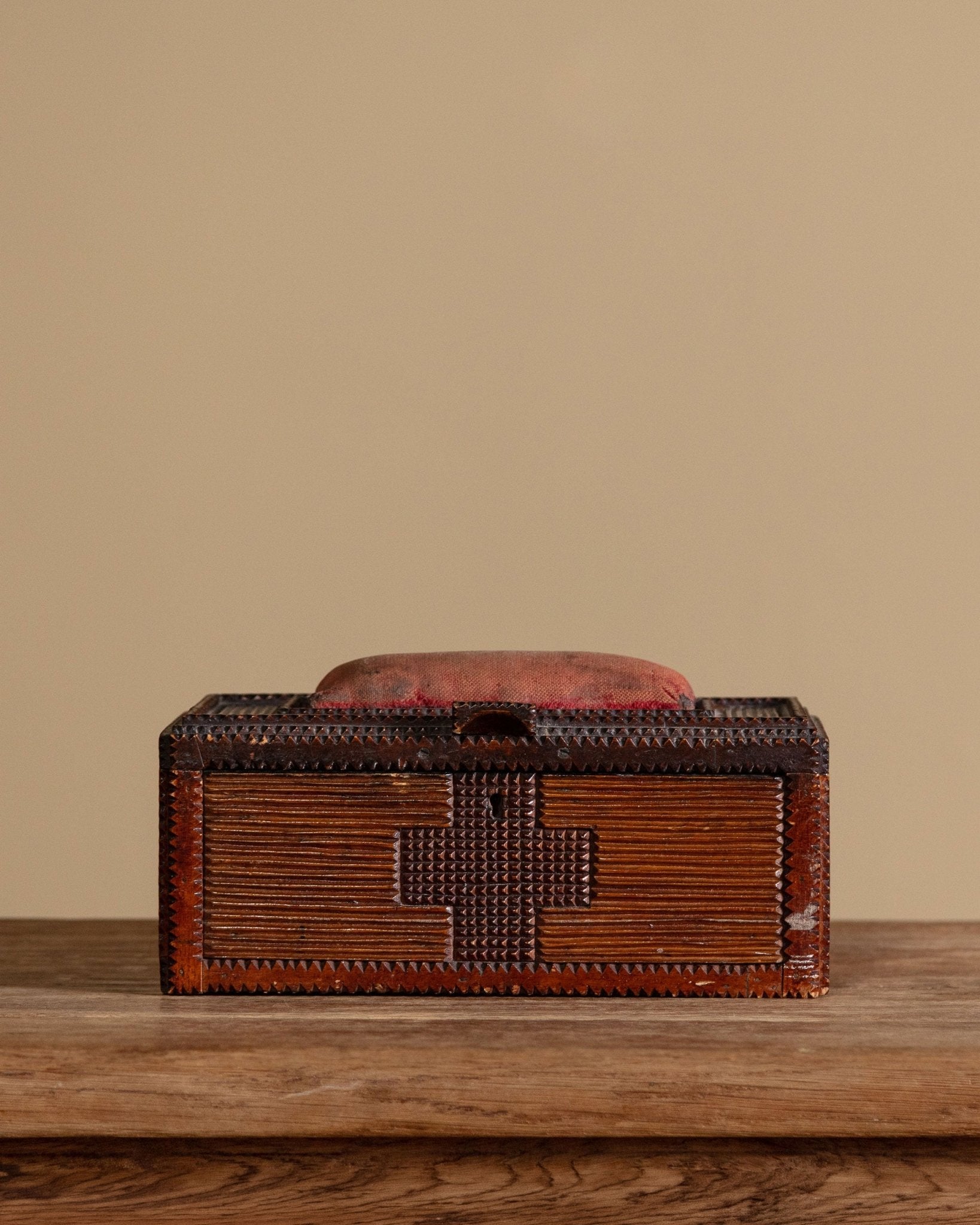 Wood Tramp Art Box w/ Cross Detail, United States, 1940's – Lone Fox